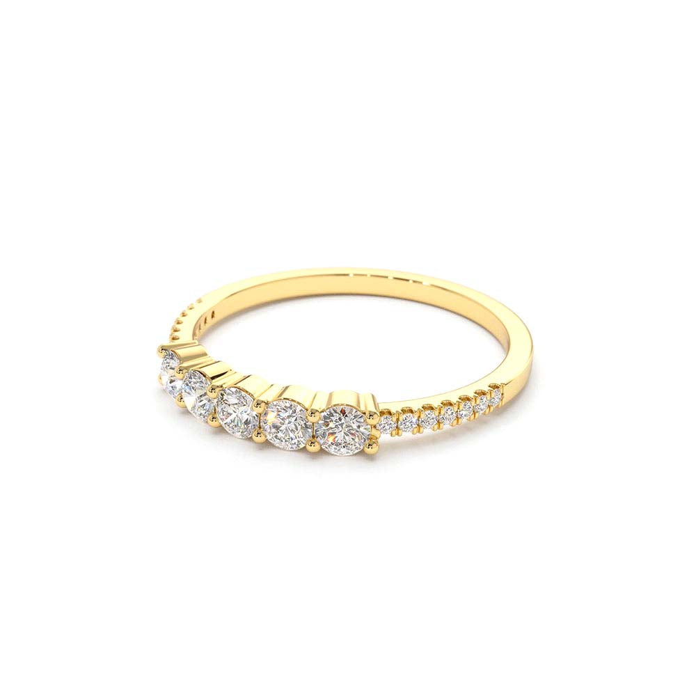 14K Gold 5 Stone Diamond Anniversary Ring - view 4
