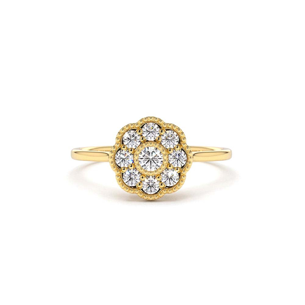 14K Gold Floral Diamond Ring by Orlina Fine