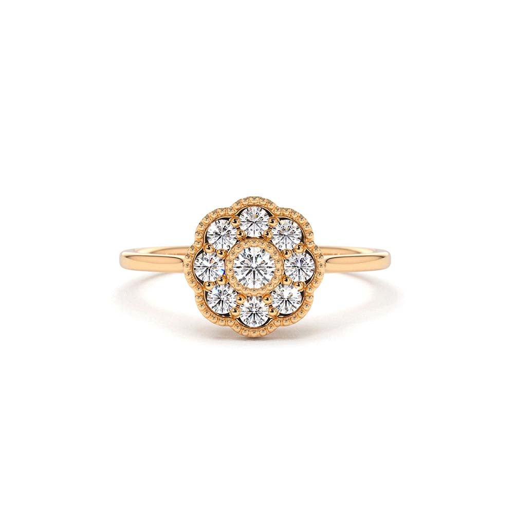 14K Gold Floral Diamond Ring - view 2
