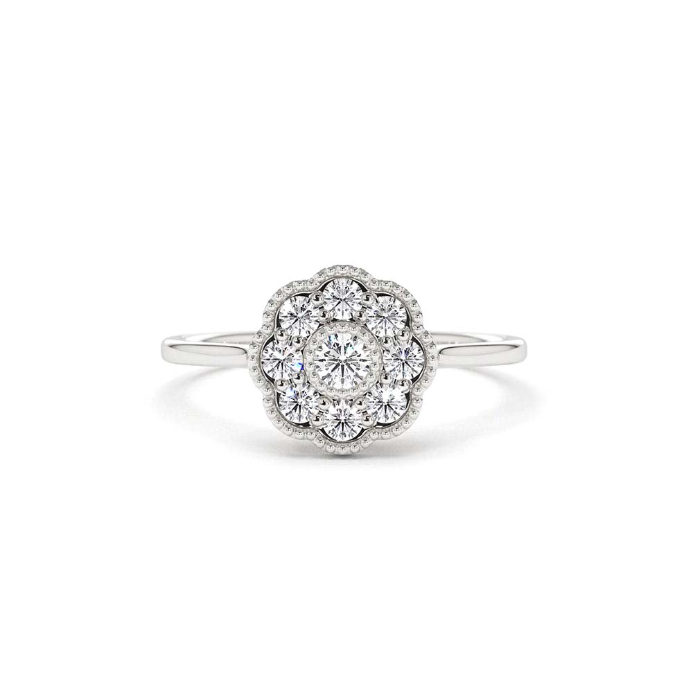 14K Gold Floral Diamond Ring - view 3