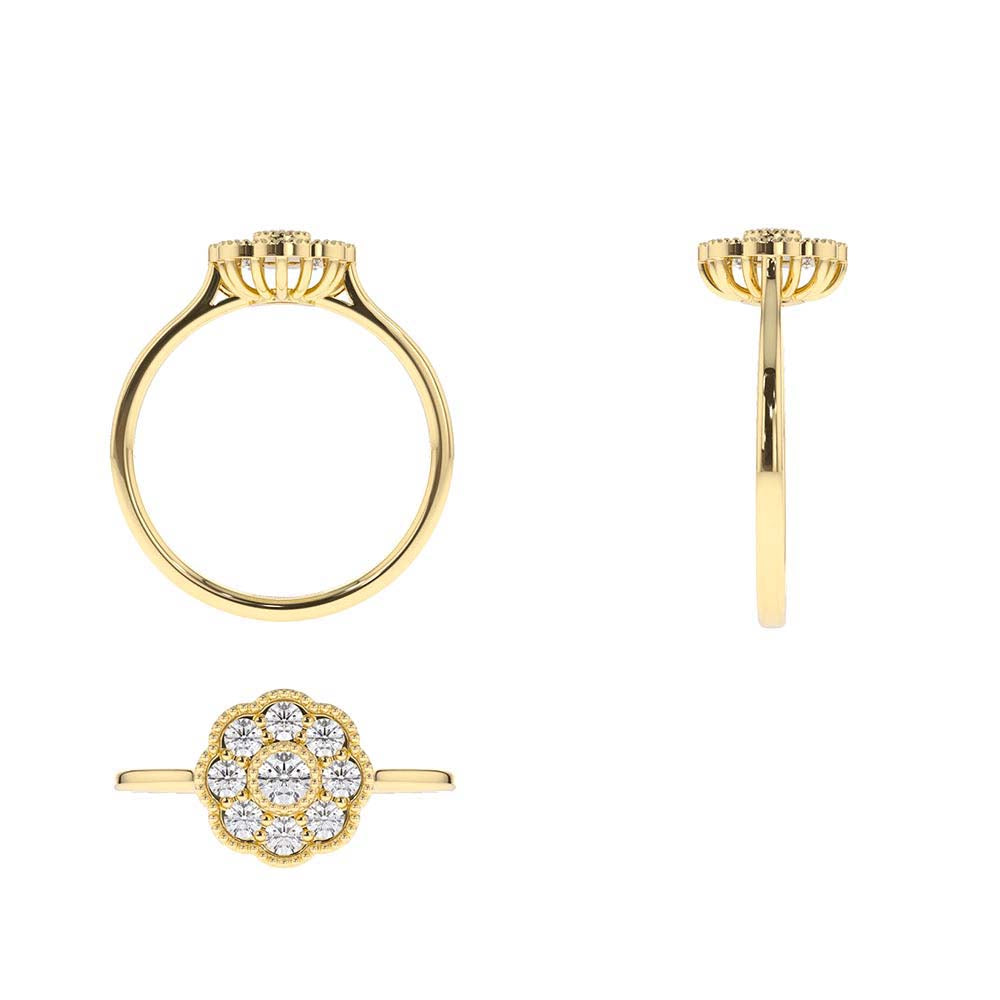 14K Gold Floral Diamond Ring - view 5