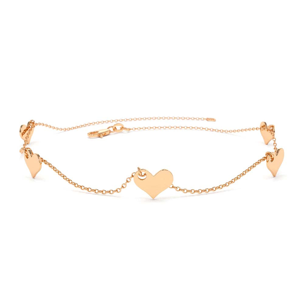 14K Solid Gold Dangle Heart Bracelet - view 2