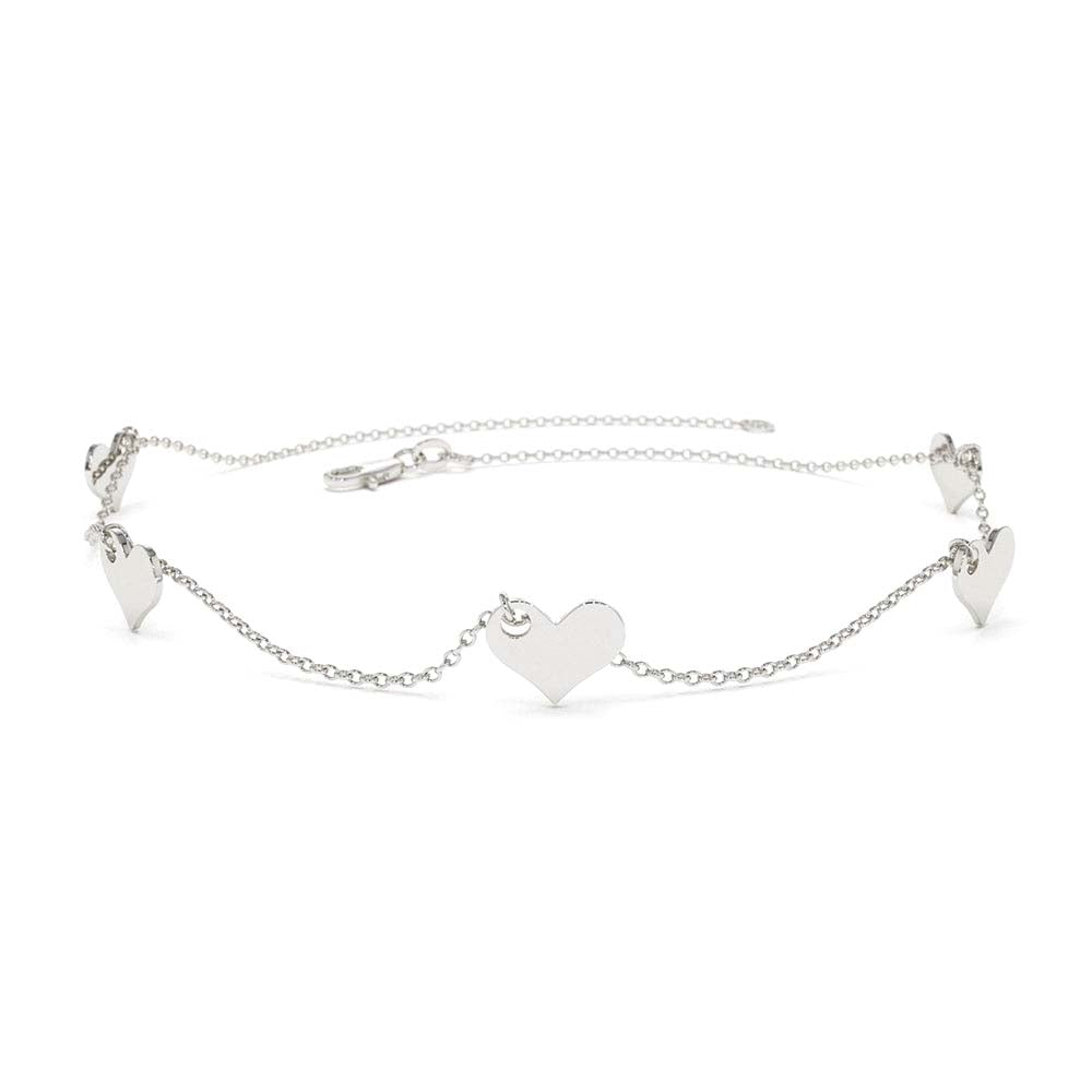 14K Solid Gold Dangle Heart Bracelet - view 3