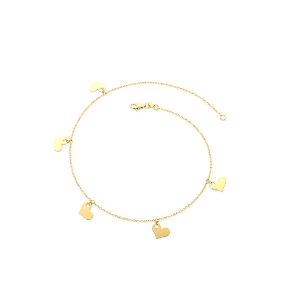 14K Solid Gold Dangle Heart Bracelet - view 4