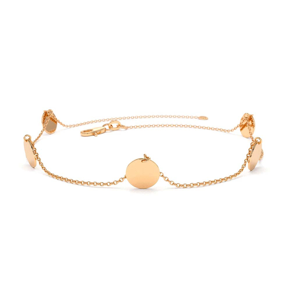 14K Solid Gold Dangle Disc Bracelet - view 2