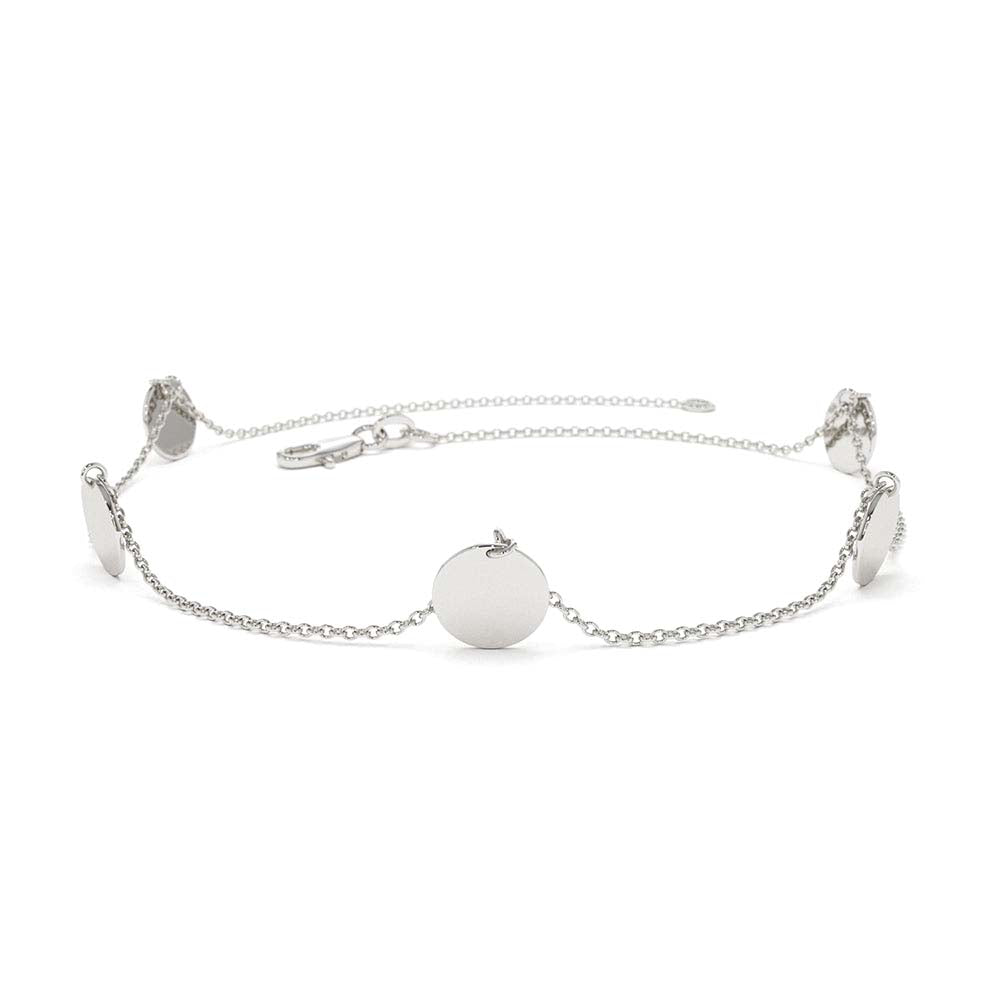 14K Solid Gold Dangle Disc Bracelet - view 3