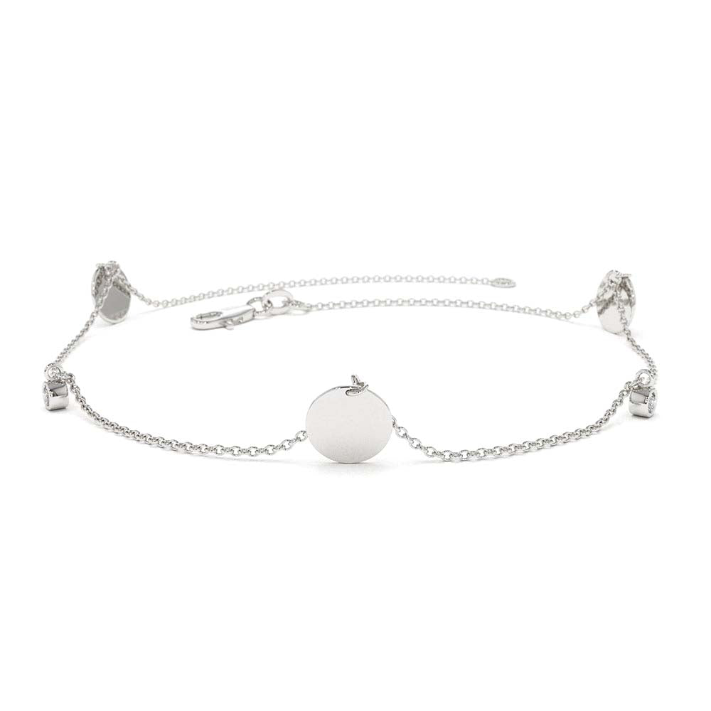 14K Dangling Diamond Bracelet with Dangling Gold Disc - view 3