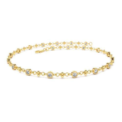 14K Bezel Setting Diamond with Milgrain Bracelet by Orlina Fine