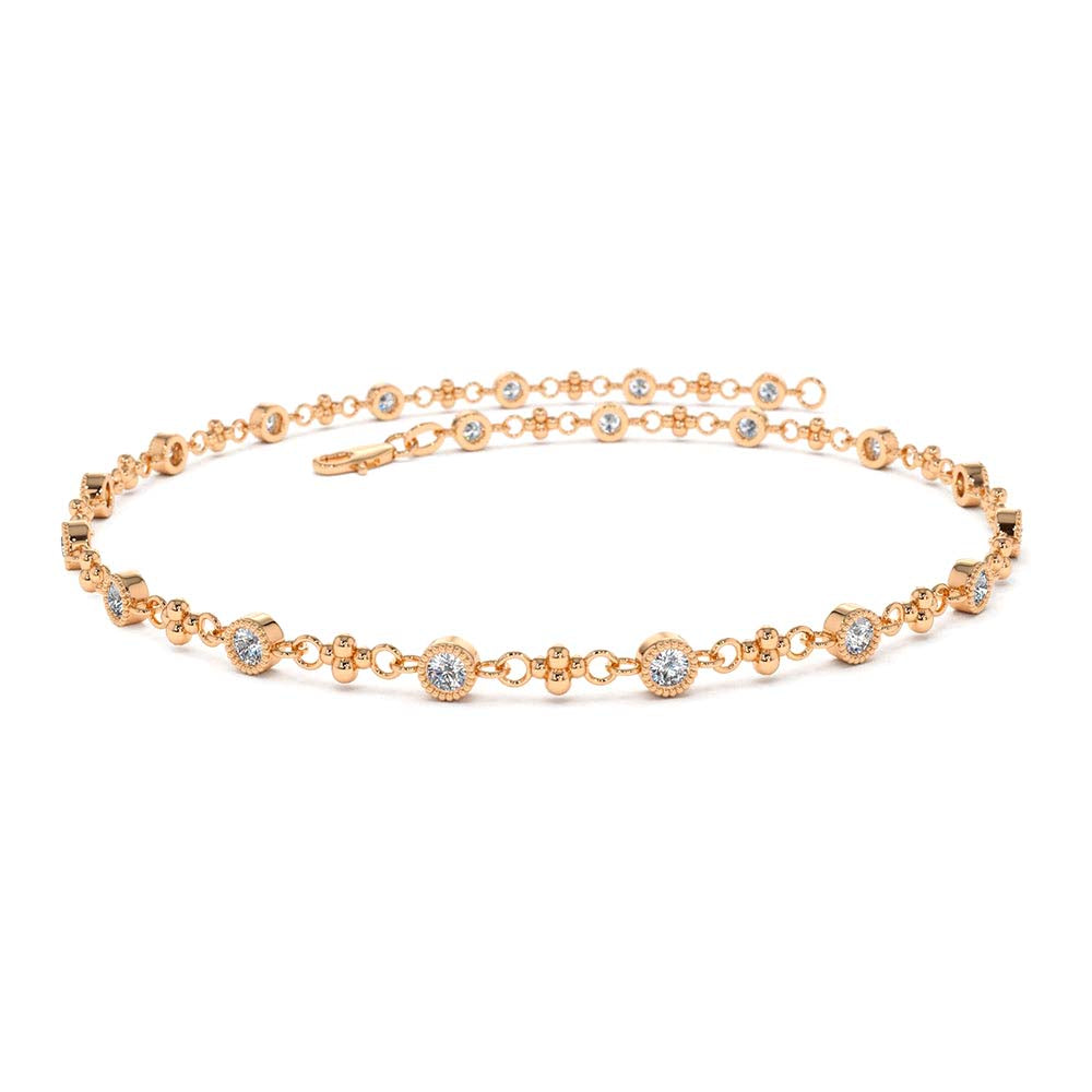 14K Bezel Setting Diamond with Milgrain Bracelet - view 2