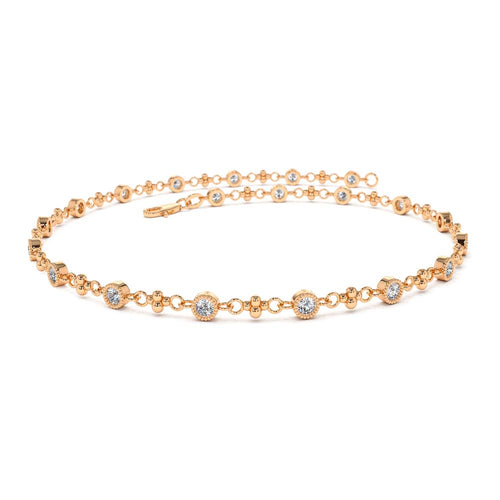 14K Bezel Setting Diamond with Milgrain Bracelet - view 2