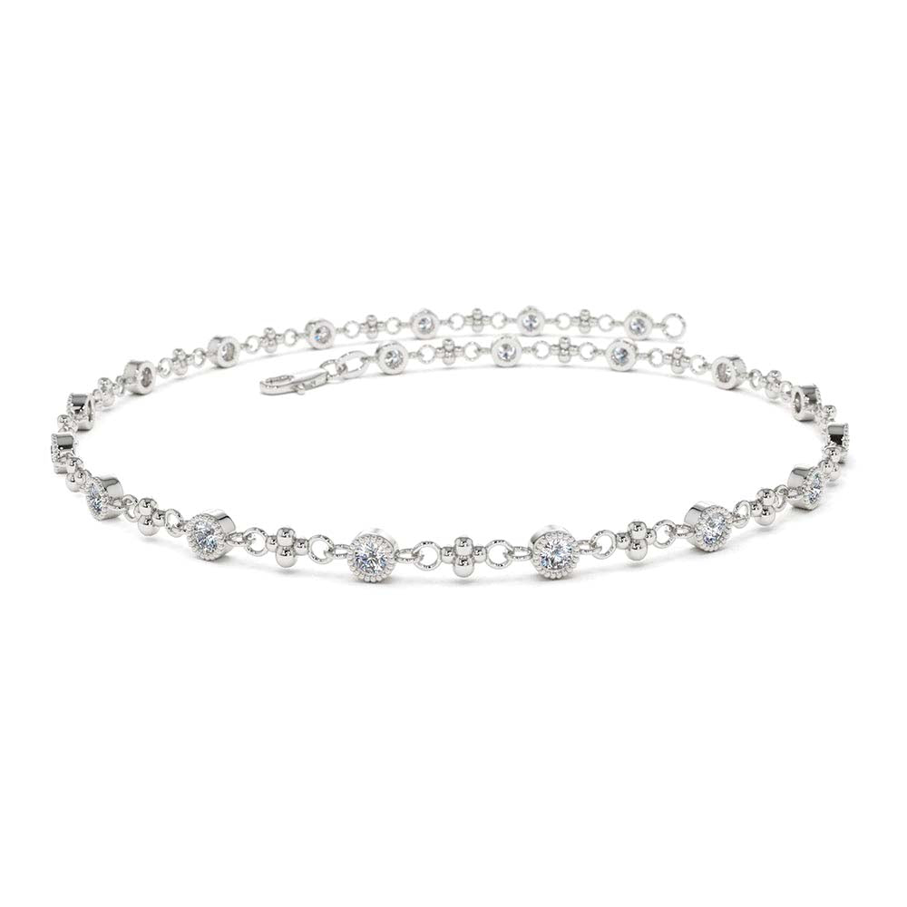 14K Bezel Setting Diamond with Milgrain Bracelet - view 3