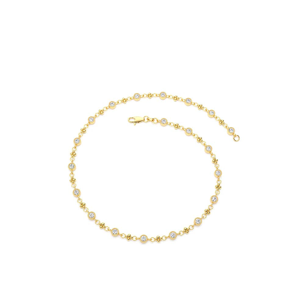 14K Bezel Setting Diamond with Milgrain Bracelet - view 4