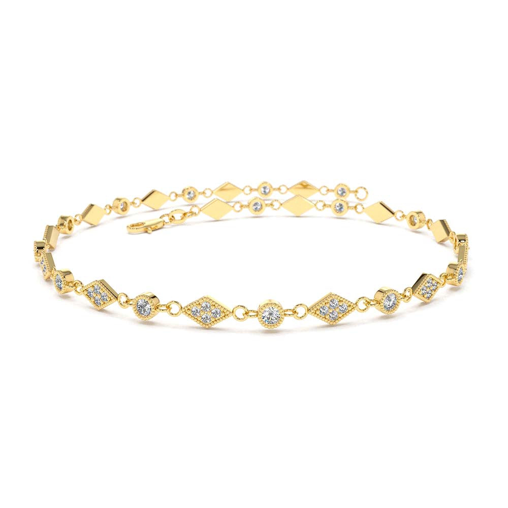 14K Art Deco Diamond Milgrain Bracelet by Orlina Fine