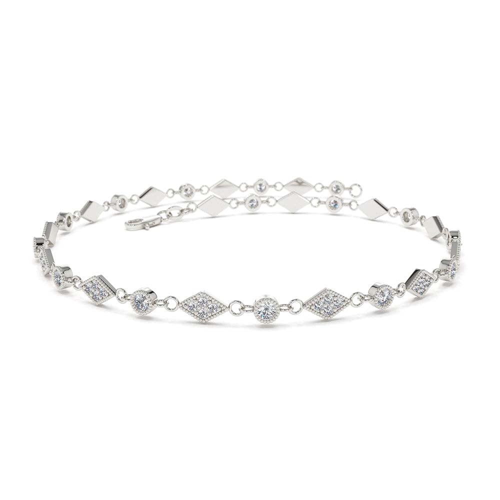 14K Art Deco Diamond Milgrain Bracelet - view 3