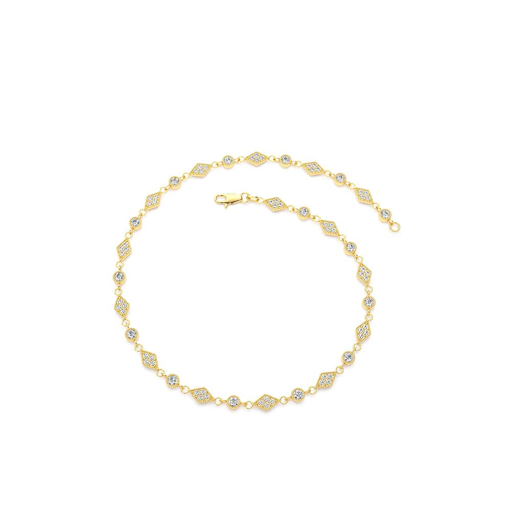 14K Art Deco Diamond Milgrain Bracelet - view 4