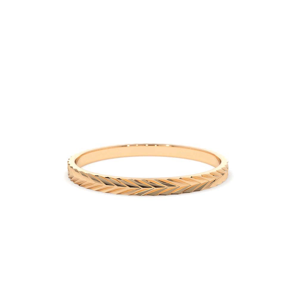 14K Gold Chevron Herringbone Eternity Cut Ring - view 2