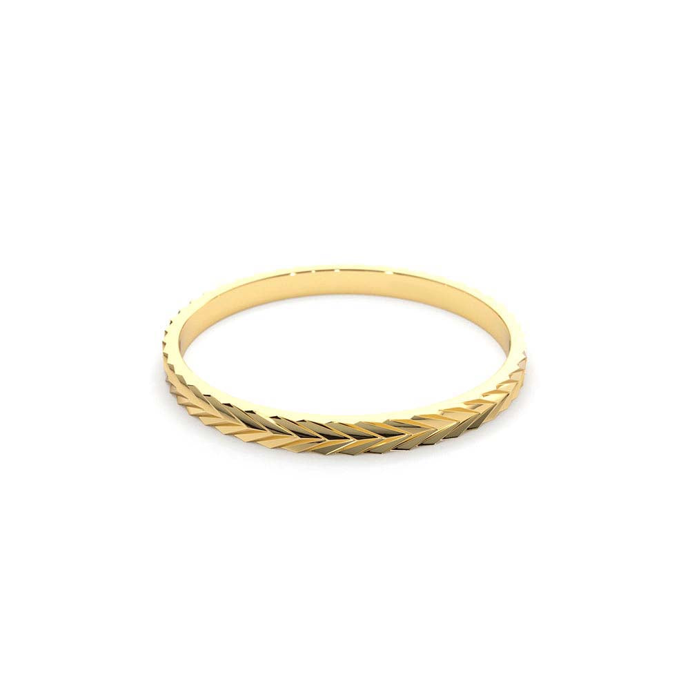 14K Gold Chevron Herringbone Eternity Cut Ring - view 4