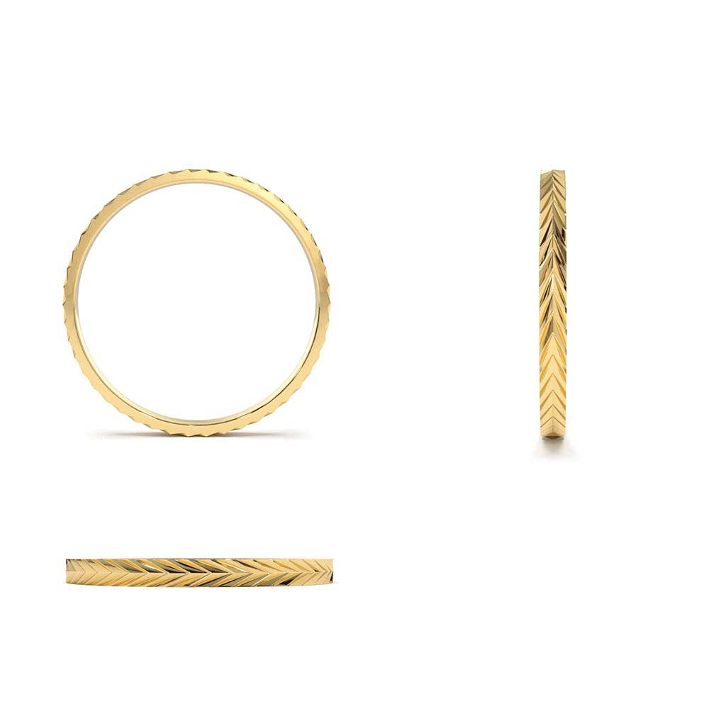 14K Gold Chevron Herringbone Eternity Cut Ring - view 5