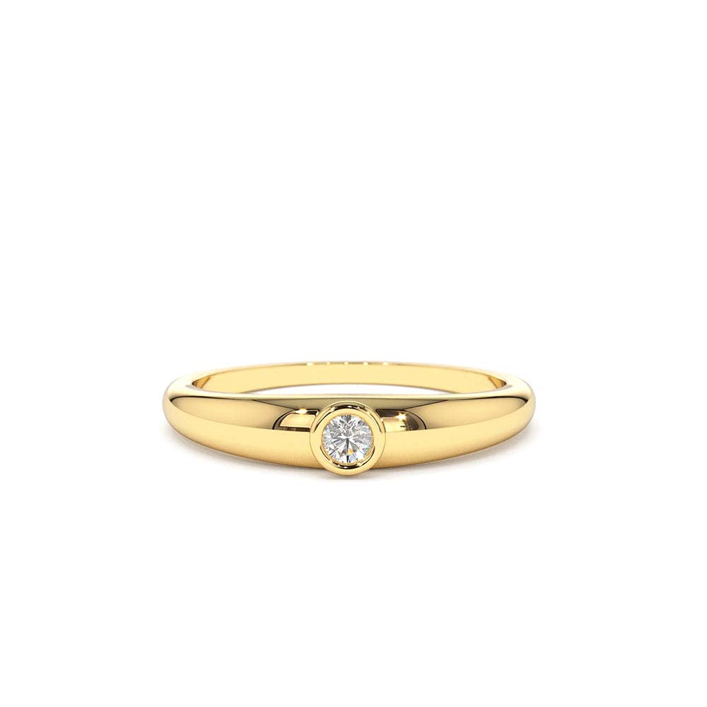 14K Dome Diamond Bezel Ring by Orlina Fine