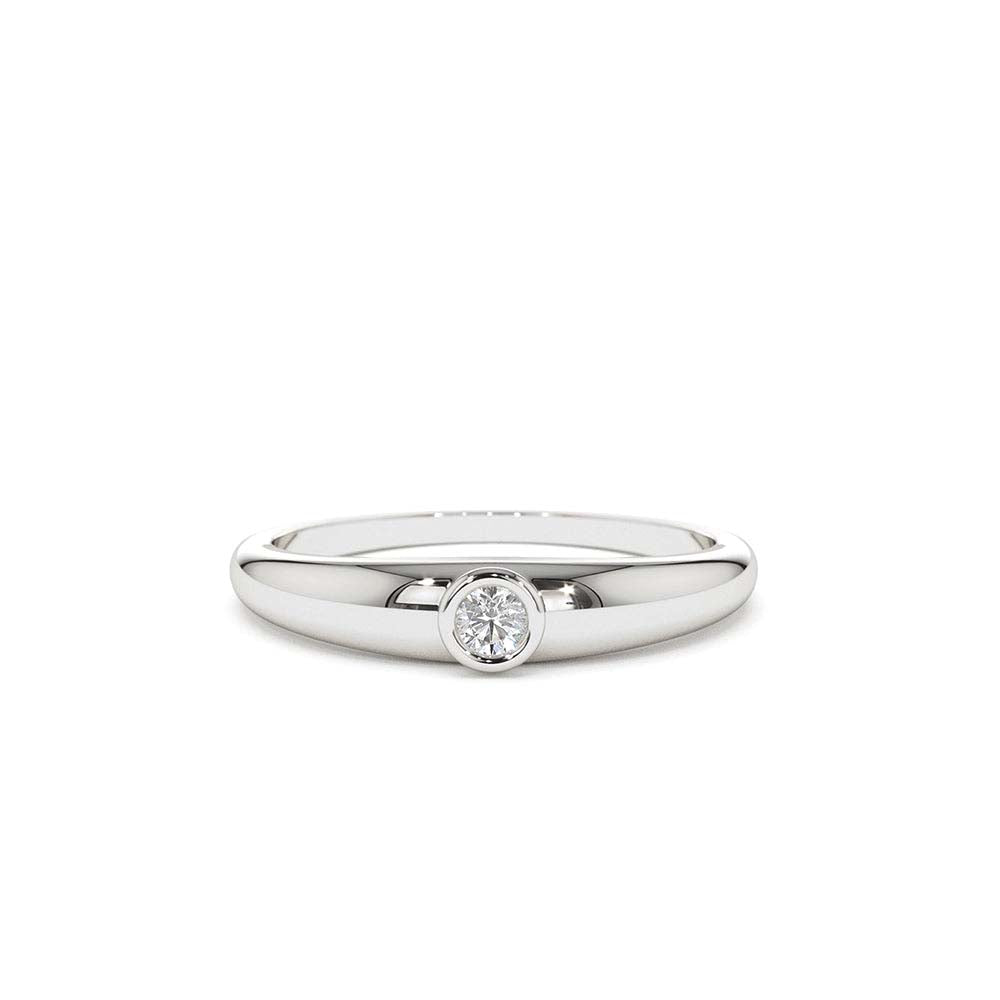 14K Dome Diamond Bezel Ring - view 3