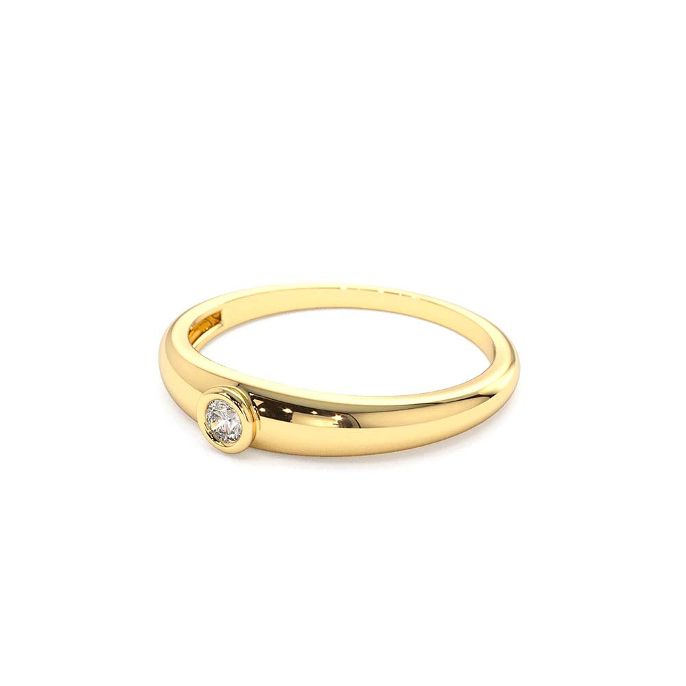14K Dome Diamond Bezel Ring - view 4