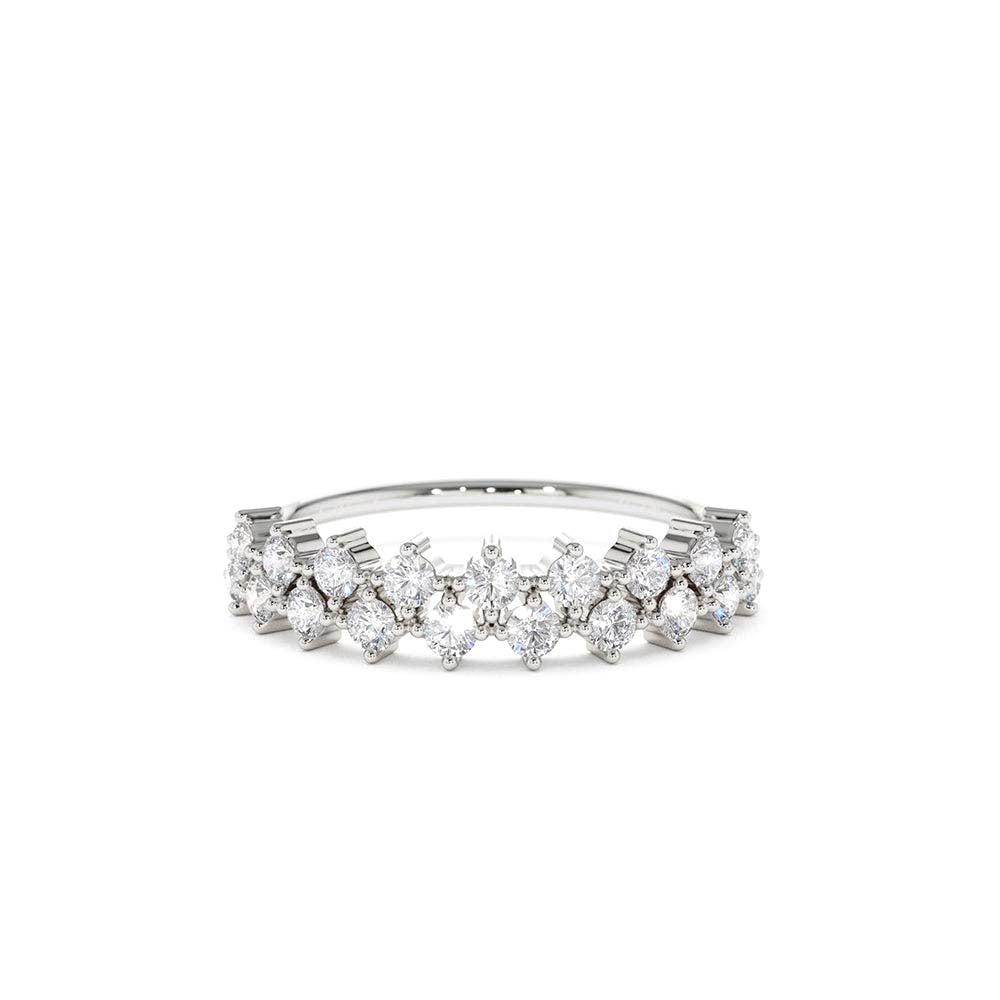 14K Double Row Prong Setting Diamond Wedding Band - view 3