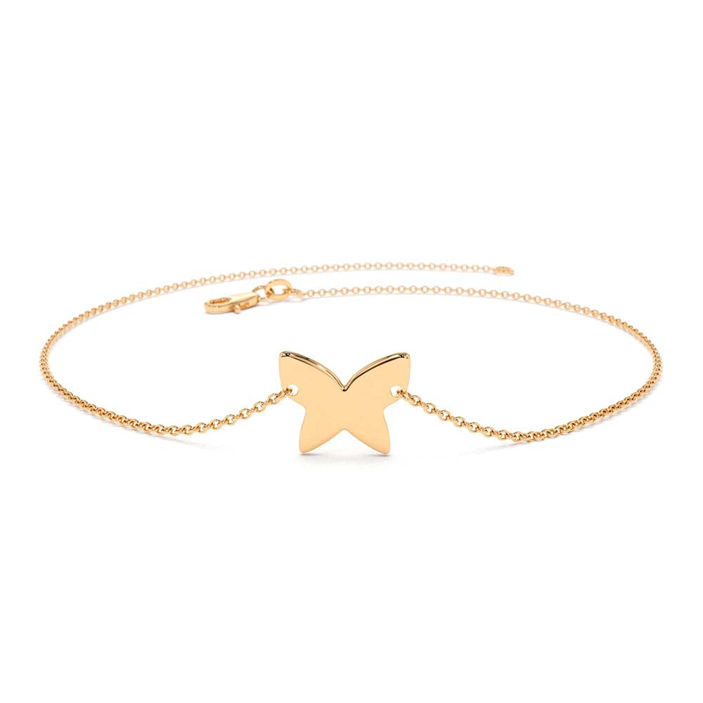 14K Gold Trendy Gold Butterfly Bracelet - view 2
