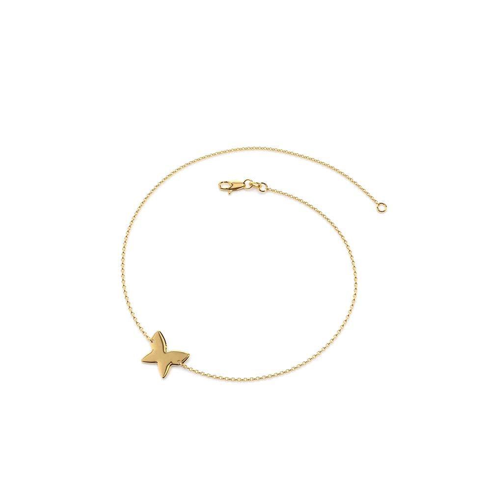14K Gold Trendy Gold Butterfly Bracelet - view 4