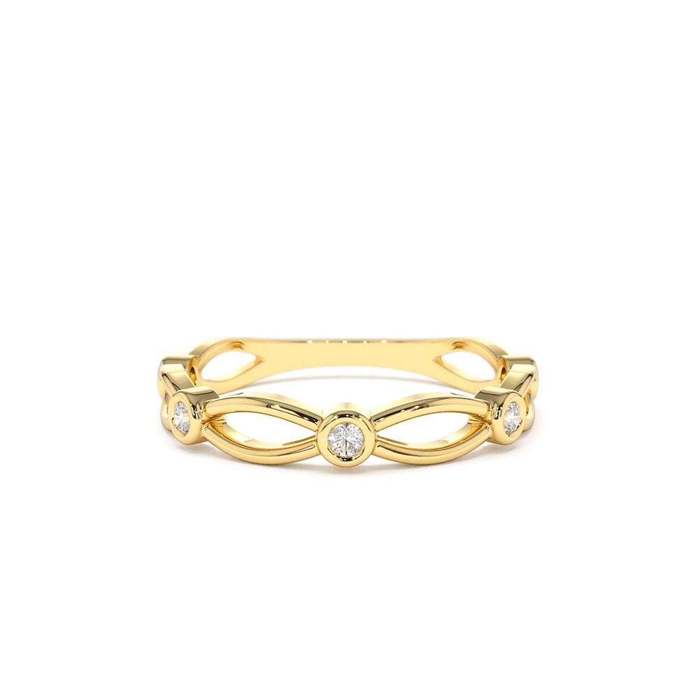 14K Gold Bezel Setting Unique Diamond Wedding Band by Orlina Fine