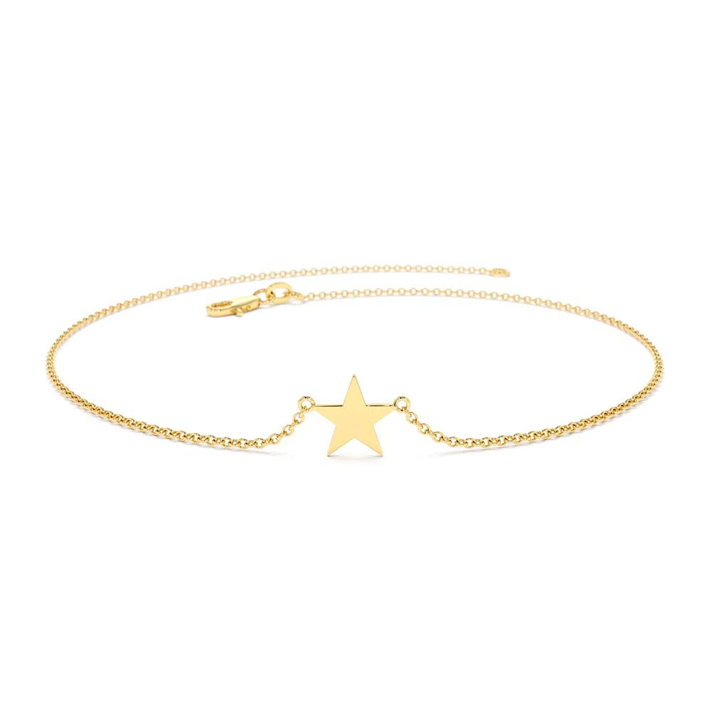 14K Gold Lucky Star Charm Bracelet by Orlina Fine