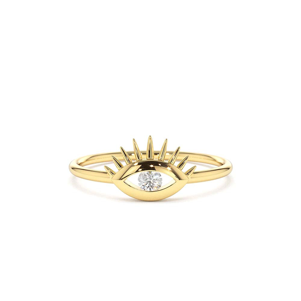 14K Diamond Evil Eye Ring by Orlina Fine