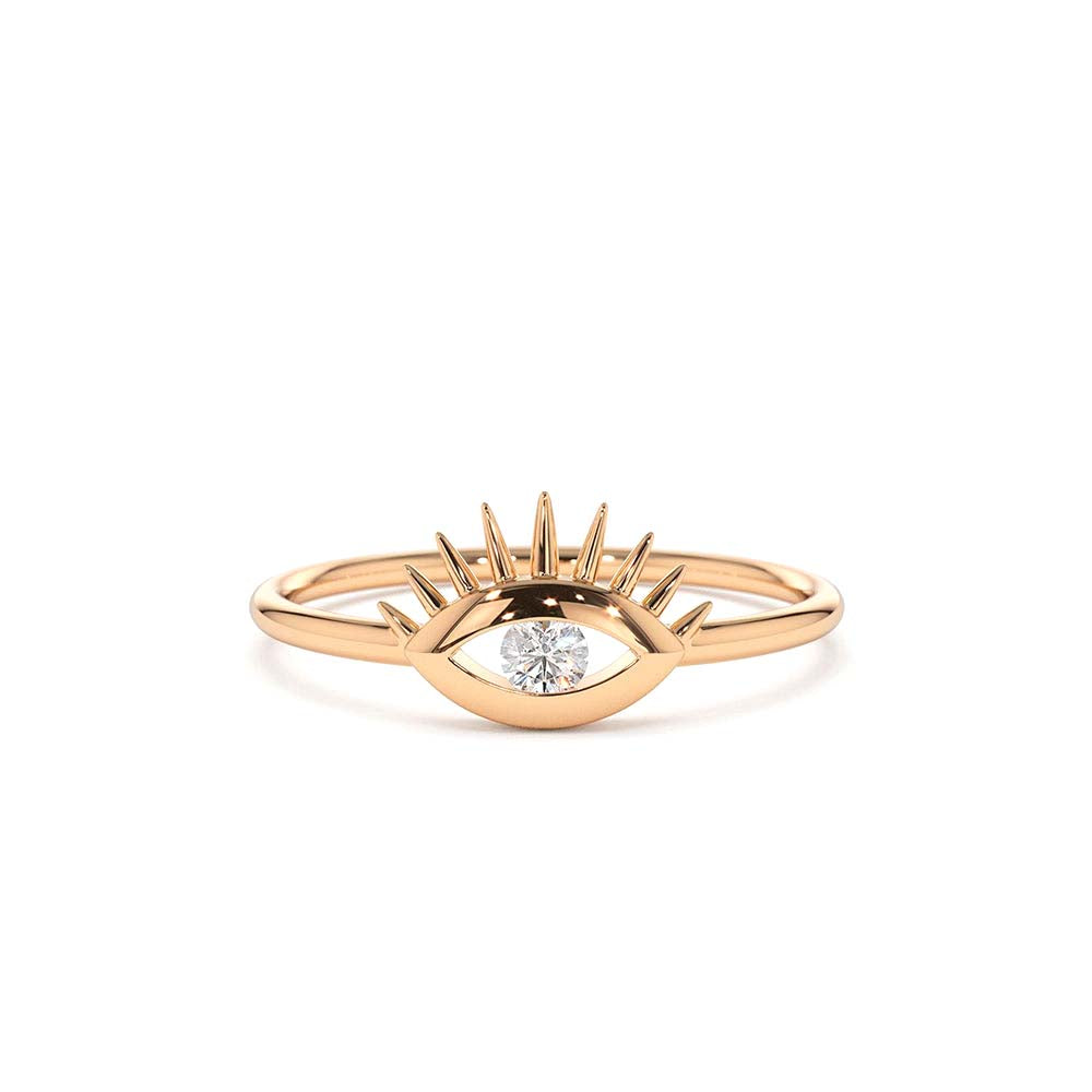 14K Diamond Evil Eye Ring - view 2