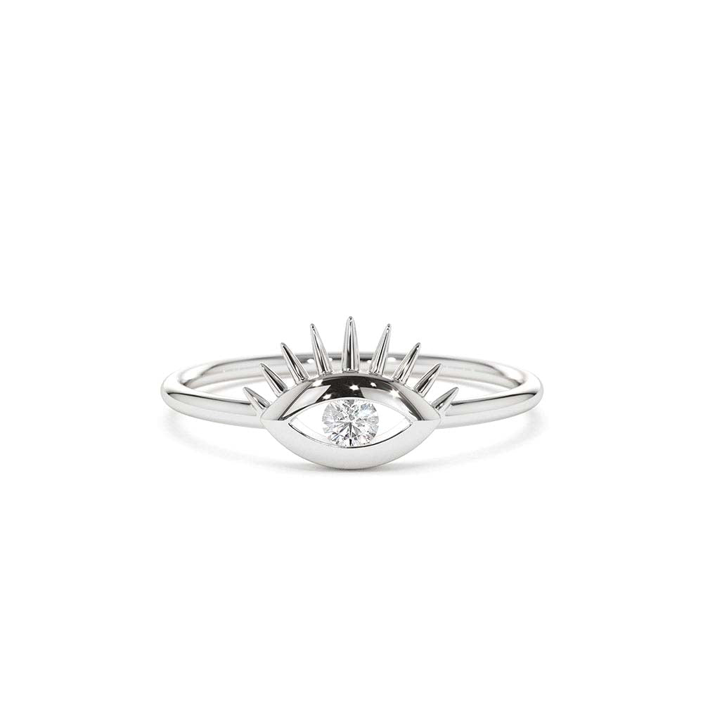 14K Diamond Evil Eye Ring - view 3