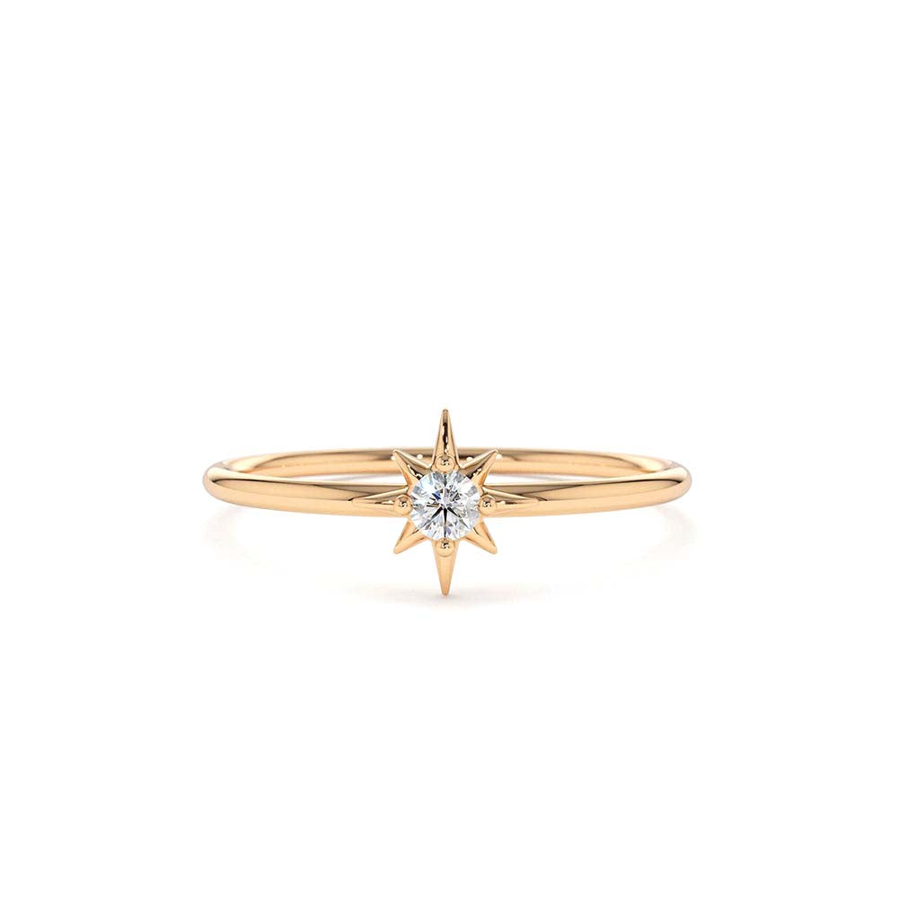 14K North Star Stacking Diamond Ring - view 2