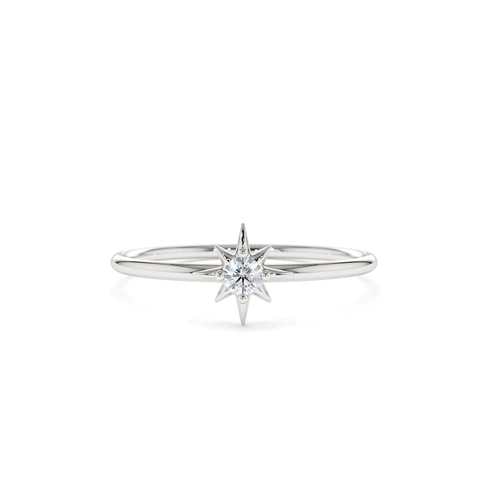 14K North Star Stacking Diamond Ring - view 3