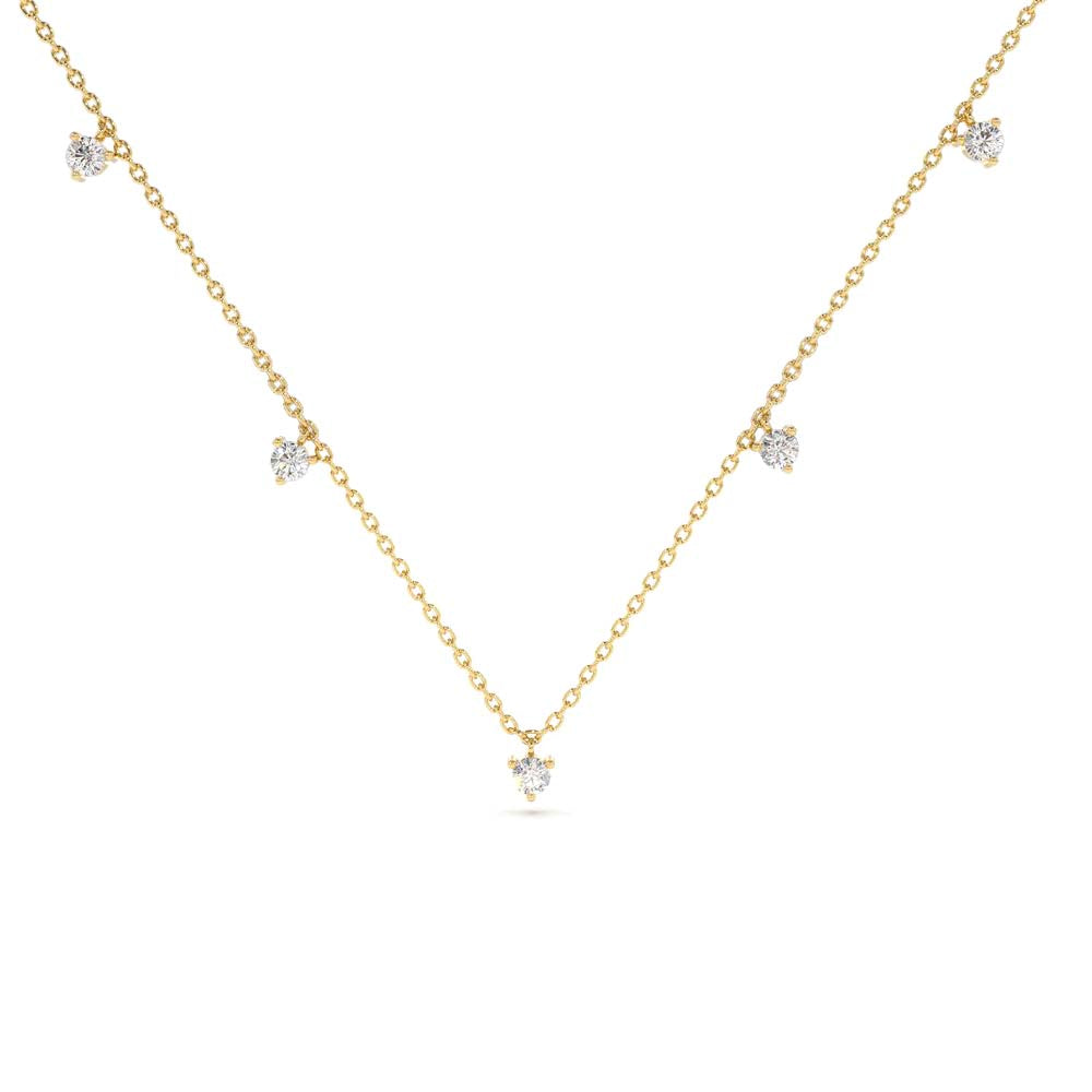 14K Dangling Diamond Solitaire Necklace by Orlina Fine