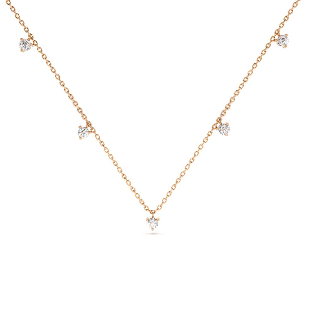 14K Dangling Diamond Solitaire Necklace - view 2