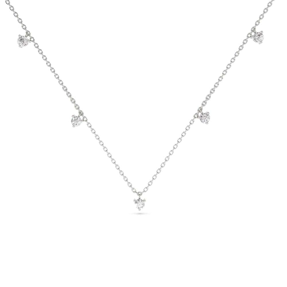 14K Dangling Diamond Solitaire Necklace - view 3