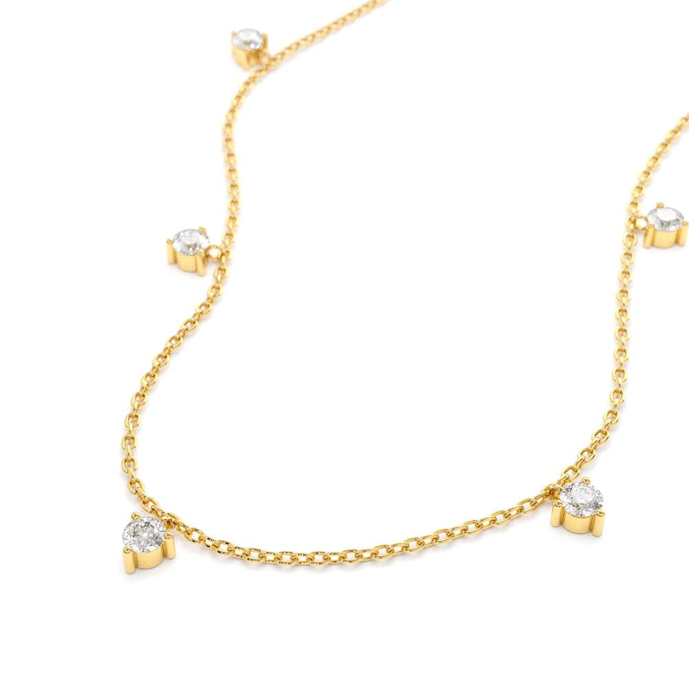 14K Dangling Diamond Solitaire Necklace - view 4