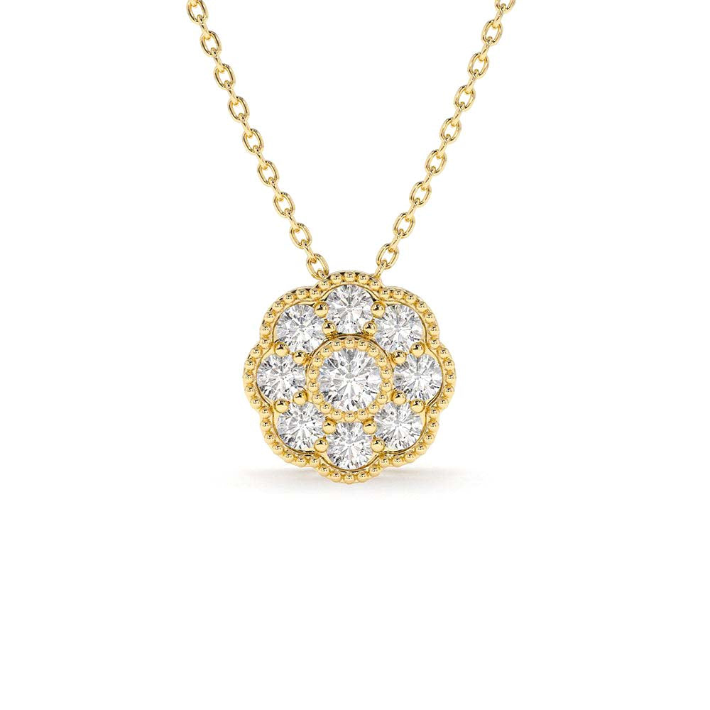 14K Floral Diamond Pendant by Orlina Fine