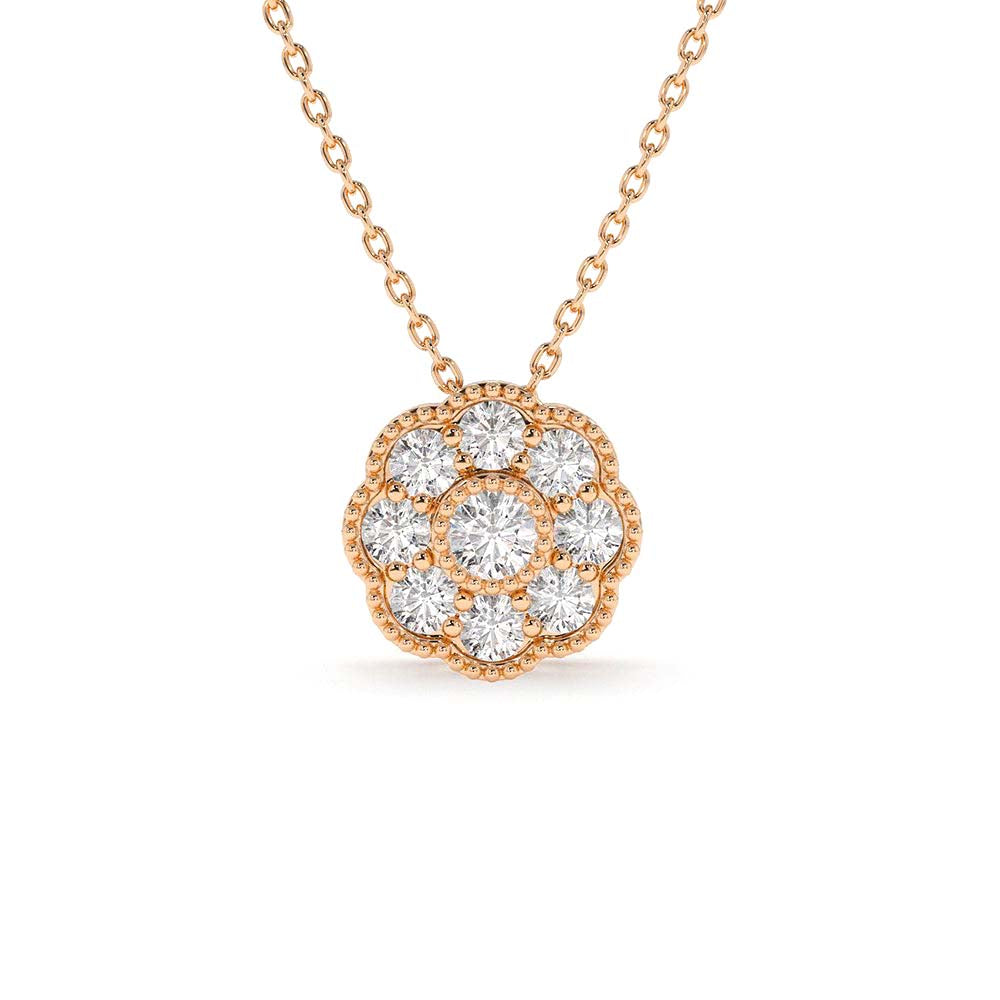 14K Floral Diamond Pendant - view 2