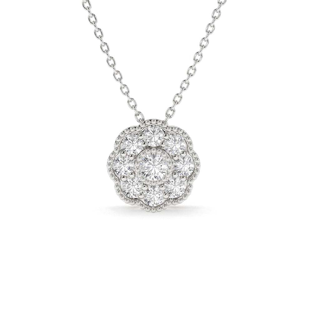14K Floral Diamond Pendant - view 3