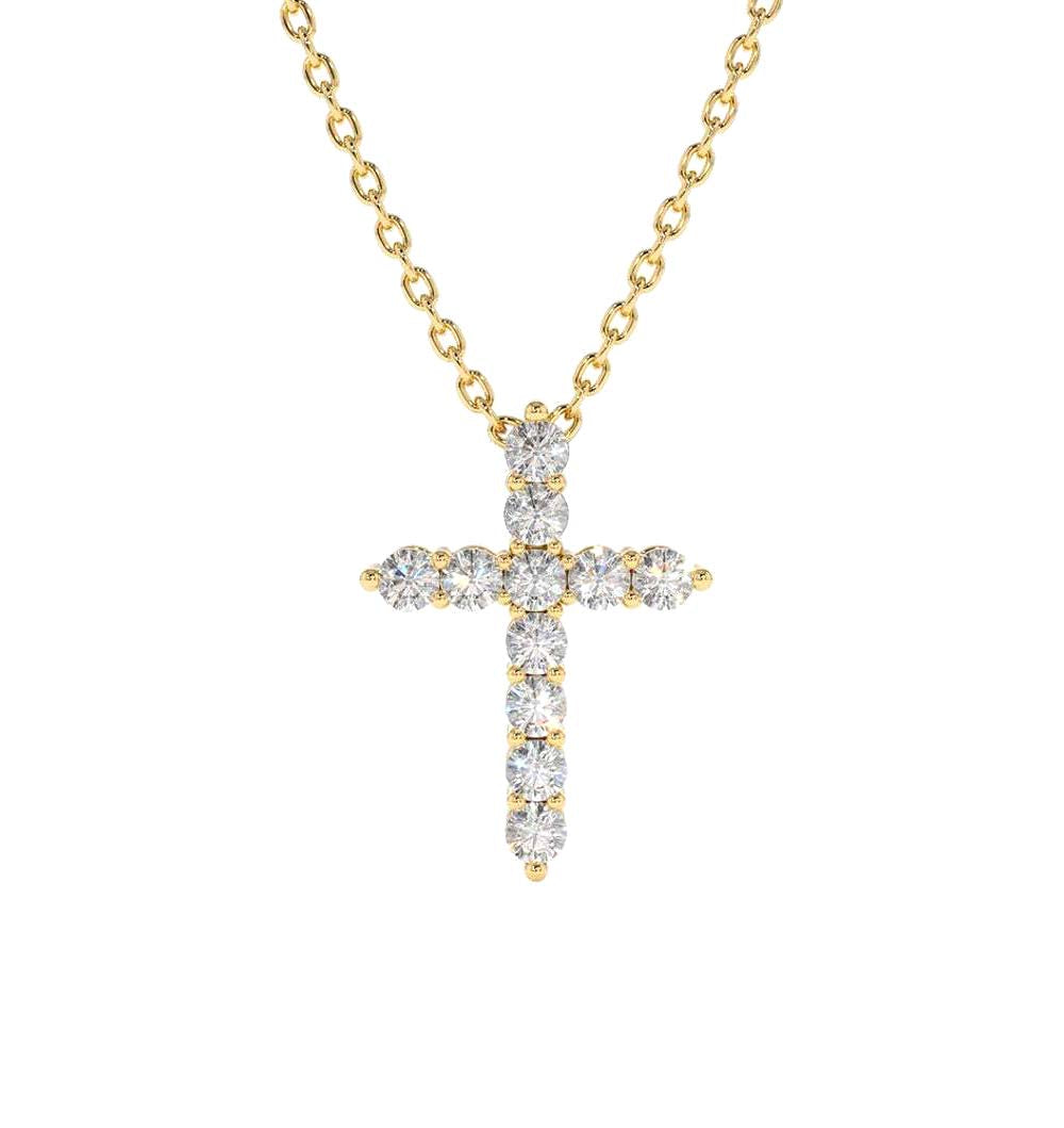 14K Diamond Cross Necklace by Orlina Fine