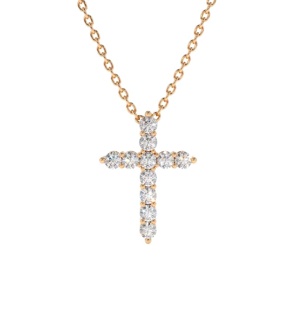 14K Diamond Cross Necklace - view 2