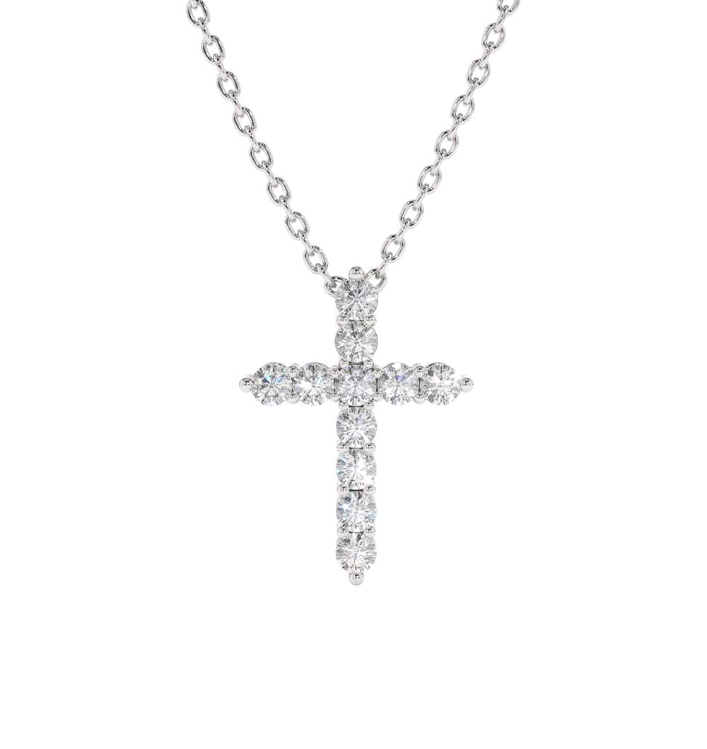 14K Diamond Cross Necklace - view 3