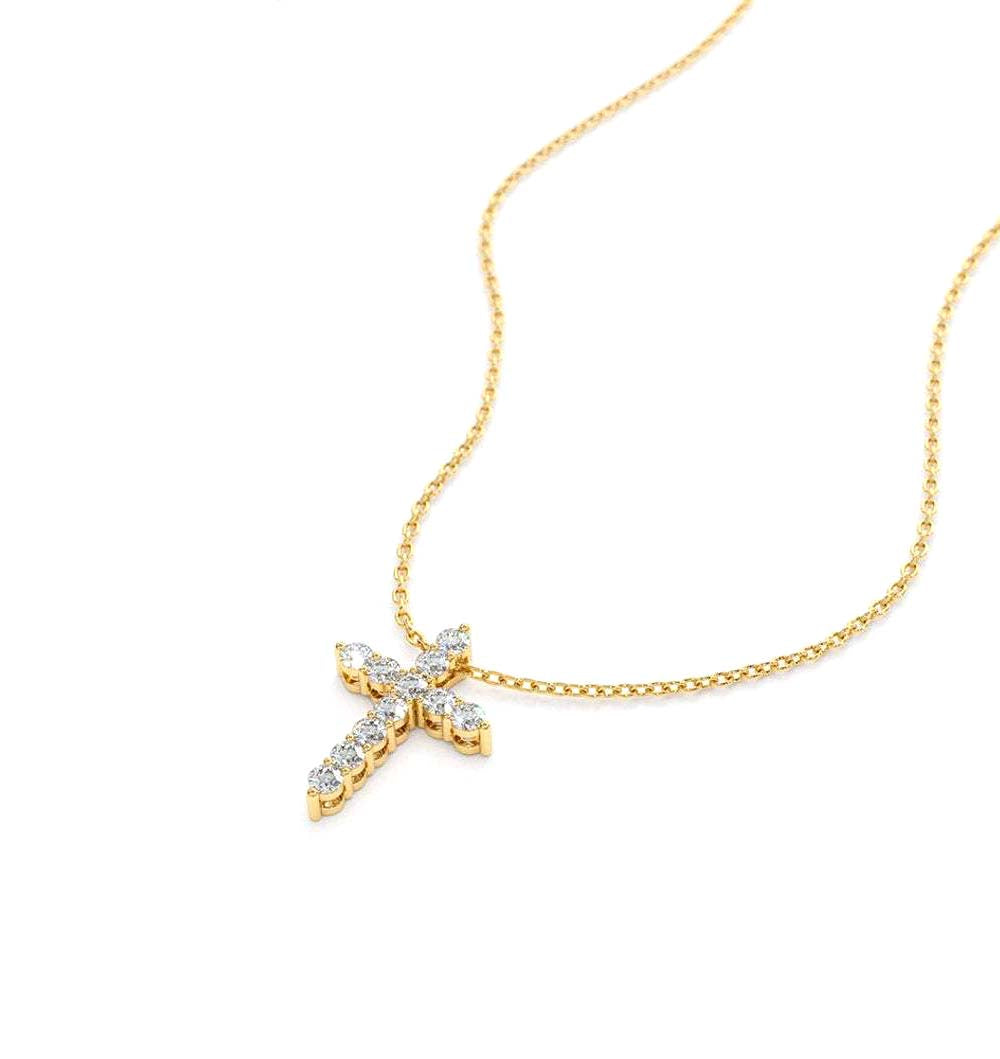 14K Diamond Cross Necklace - view 4