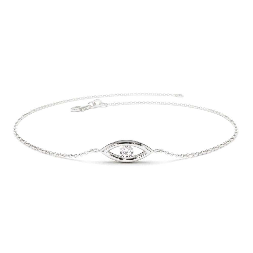 14K Channel Setting Diamond Evil Eye Bracelet - view 3