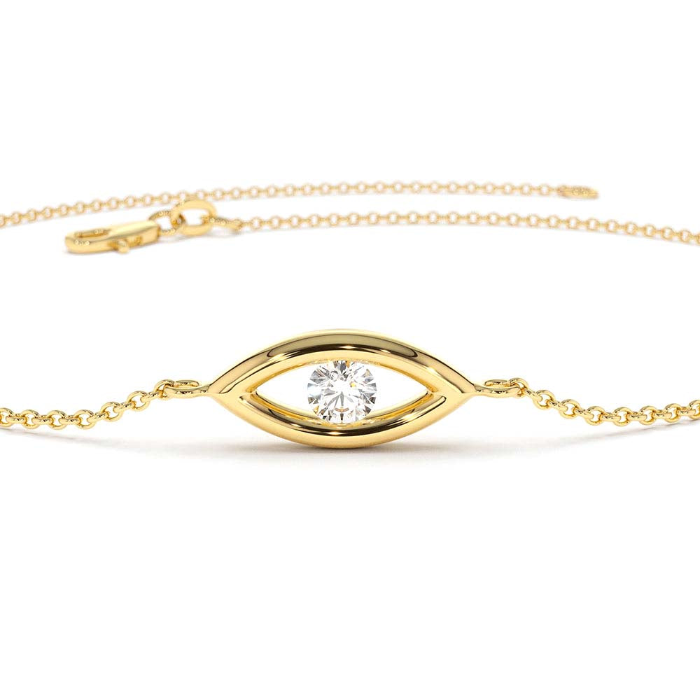 14K Channel Setting Diamond Evil Eye Bracelet - view 5