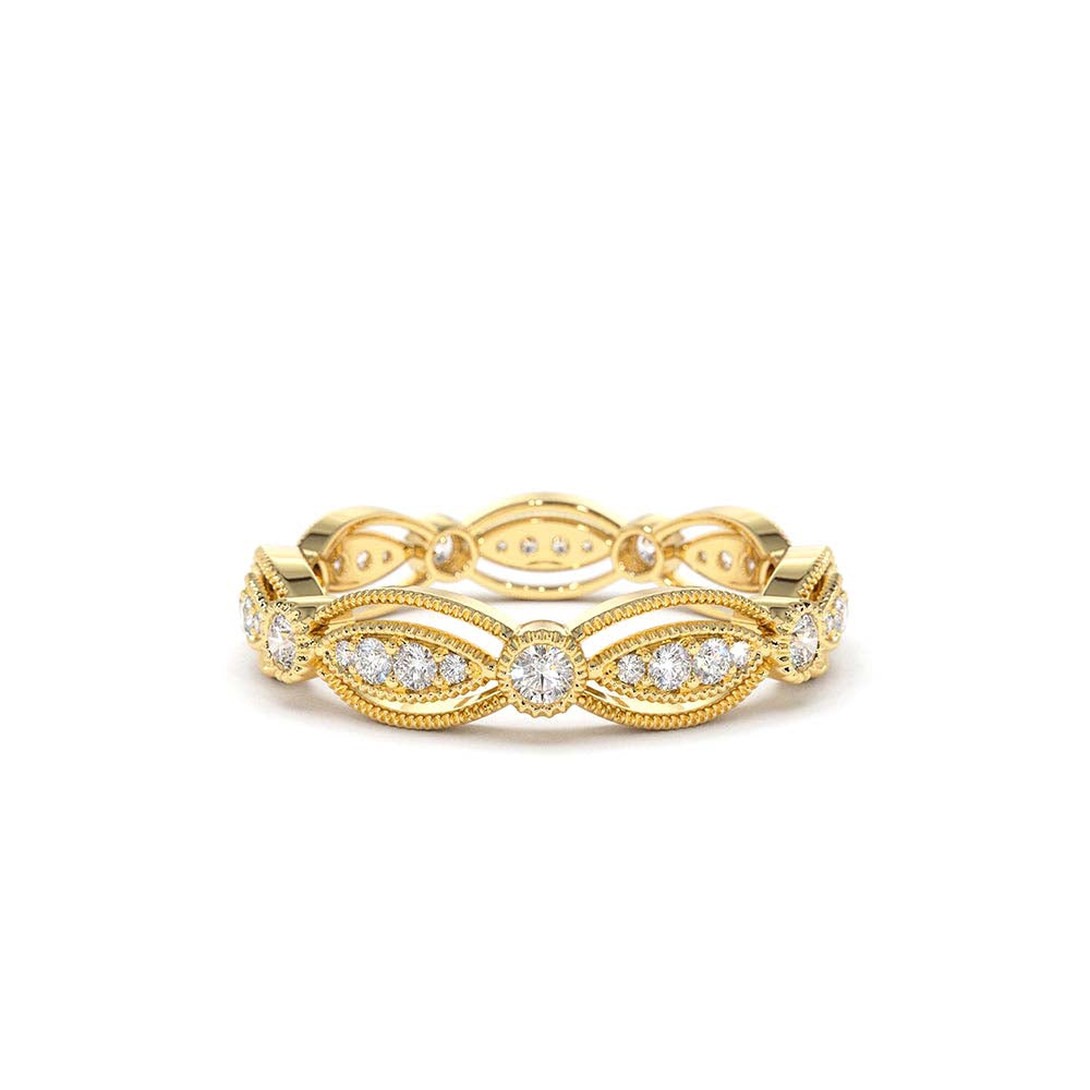 14K Vintage Art Deco Diamond Eternity Wedding Ring by Orlina Fine