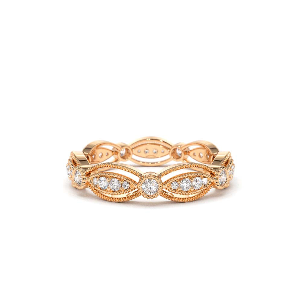 14K Vintage Art Deco Diamond Eternity Wedding Ring - view 2